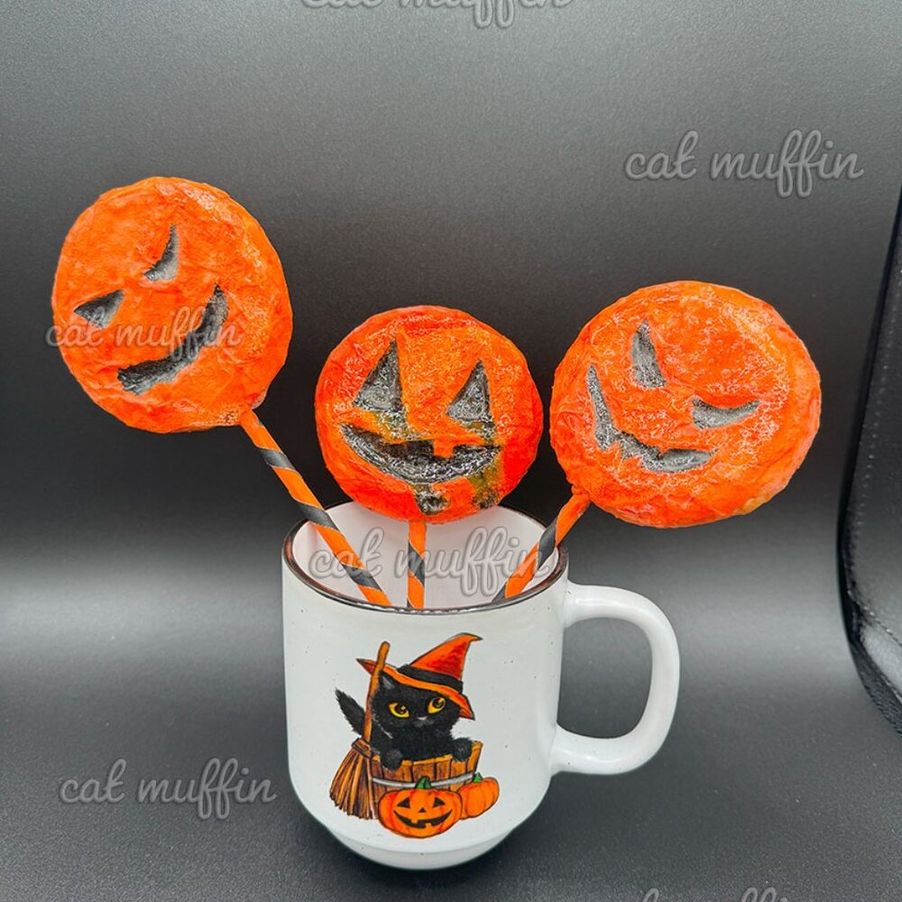 Trick and Treat Halloween Sam inspired pumpkin lollipops HANDMADE